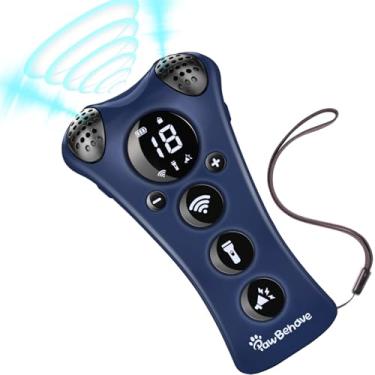 Imagem de Dispositivo ultrassônico de dissuasão de latidos de cães – Treinador antilatido ajustável de 10 níveis com lanterna, estroboscópio, e-clicker (18 sons de apito) – Sem choque, dispositivos de correção