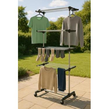 Imagem de Varal De Roupa Dobrável Vertical Com Rodinhas - Jolitex, Elevare