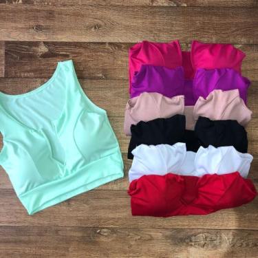 Imagem de Blusa cropped feminino com bojo decote sereia alça larga suplex - filo