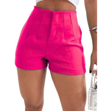 Imagem de Bermuda Em Alfaiataria Básico Feminino Casual Com Bolsos Zíper Frontal