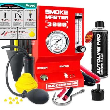 Imagem de Autoline Pro 2025 Modelo - Máquina de Fumaça Automotiva Alta Vazão com Fluido Premium - Detector de Vazamento EVAP com Compressor de Ar Integrado - Modelo 3000 - Vermelha