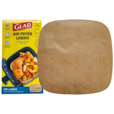 Imagem de Glad Forros de fritadeira a ar, antiaderentes e resistentes ao calor, material de grau alimentício, adequado para fritadeiras redondas e quadradas, 16,5 cm x 16,5 cm - 100 Unidades