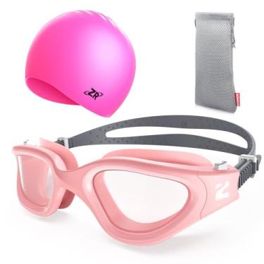 Imagem de ZIONOR Óculos de natação infantil com tampa, G1 MINI SE Óculos de natação antiembaçamento com touca de natação de silicone para crianças
