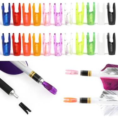 Imagem de limaity Nocks de flecha para tiro com arco e flecha, caudas de plástico podem ser combinadas com alfinetes de alumínio para acessório de flechas DIY 50 peças (roxo transparente, ID 3,2 mm (0,25 pol.))