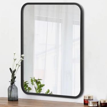 Imagem de AOAOPQ Espelho retangular grande preto de 50 x 71 cm para espelho de banheiro ou espelho de moldura de decoração de parede (Horizontal/Ve