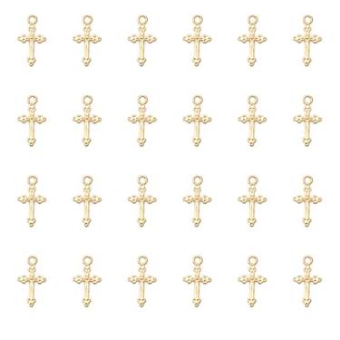 Imagem de Ruwado 50 peças pingentes de crucifixo vintage berloques de contas com furo metal religioso antigo prata ouro a granel cruz para fazer joias kit diy pulseira colar brinco chaveiro acessórios suprimentos, Metal Resina, não