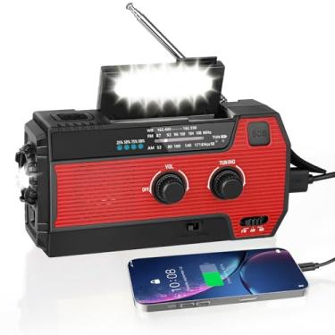Imagem de WVL Rádio de emergência, rádio meteorológico NOAA 4000mAh/14800mWh, rádio de emergência com manivela solar com alerta meteorológico AM/FM/NOAA, lanterna, lâmpada de leitura, carregador de celular e
