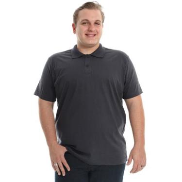 Imagem de Camisa Polo Plus Size Masculina Anistia Lisa Básica Grafite, G2