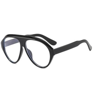 Imagem de VFDHN Óculos de sol grandes da moda para mulheres, retrô, cor de doce, UV400, masculino, esportivo, para dirigir (preto transparente)