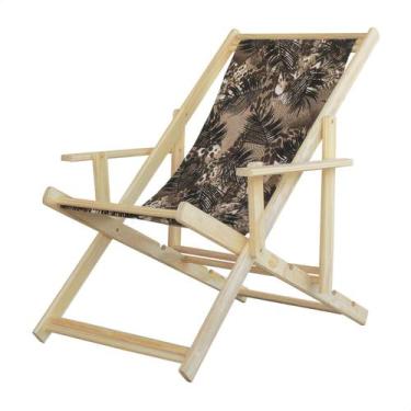 Imagem de Espreguiçadeira Dobrável para Piscina ou Varanda - Madeira Maciça, Com