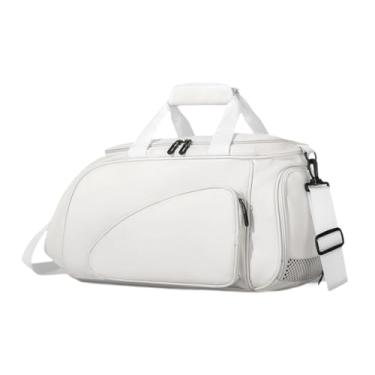Imagem de MotiveTech Bolsa de treinamento para tênis de mesa, bolsa esportiva para academia, transversal com compartimento para armazenamento, suporte para equipamento de, Branco
