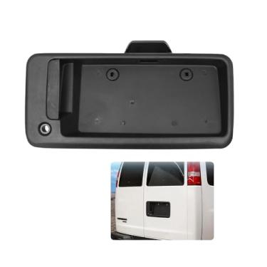 Imagem de Maçaneta de porta externa 25989400, adequada para Chevy Express GMC Savana 1500 2500 3500 1996-2015 Van, maçaneta de porta de carga traseira direita com caixa de suporte de placa de licença, substitui
