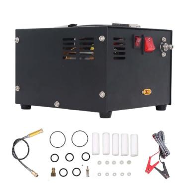 Imagem de DC12V PCP Air Compressor 30MPa Bomba de alta pressão com fã de LED Resfriamento do ventilador para armas AirSoft Armas de paintball Alumínio aço inoxidável aço inoxidável