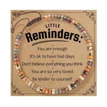 Imagem de LANWLOSI Pulseira inspiradora para mulheres, pulseiras de cura de pedra natural, pulseiras motivacionais, Life Is Tough but so Are You Pulseira Get Well Soon, presentes motivacionais para mulheres,