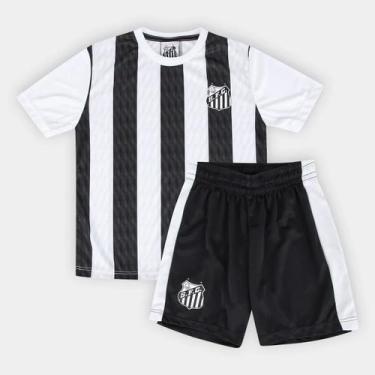 Imagem de Conjunto Infantil Santos Camiseta e Shorts Oficial Kit Mini Craque Bra