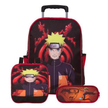 Imagem de Kit Mochila Masculina Escola Naruto De Rodinhas E Lancheira - Toys 2U