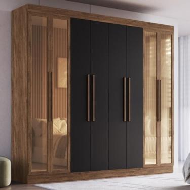 Imagem de Guarda-roupas Casal 8 Portas 242cm Multimóveis Cr35261 Castanho-preto