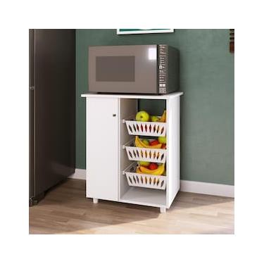 Imagem de Fruteira Genialflex Organiza com 1 Porta, 3 Cestos, 1 Prateleira e 60,5cm de largura – Branco