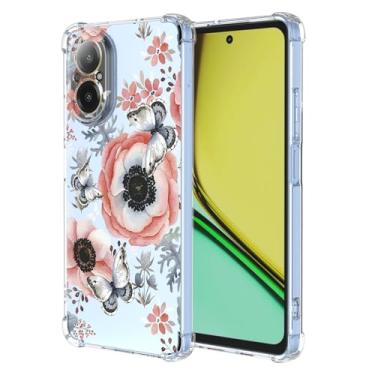 Imagem de RRXSYXL Capa para Oppo Realme C67 4G com estampa floral transparente, capa macia à prova de choque para Oppo Realme C67 4G, borboleta