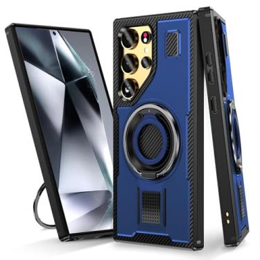 Imagem de HJZSZX Capa de celular com suporte de metal giratório para Galaxy S24 Ultra, à prova de choque (para Galaxy S24 Ultra/azul)