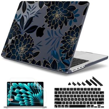Imagem de May Chen Capa para M4 MacBook Pro 16 polegadas A3403 Max A3186, M3 A2991 M2 A2780 M1 A2485 Pro Max 2024 2023 2022 2021, capa rígida de plástico com pretector de tela e capa de teclado, dália luxuosa