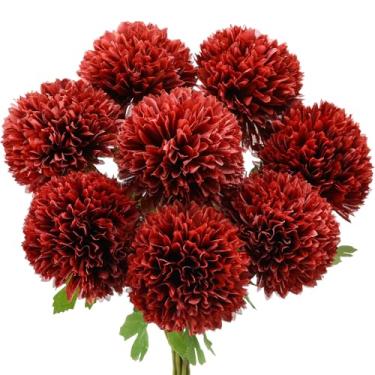 Imagem de Maysing Pacote com 8 bolas de flores artificiais de crisântemos, 10 cm, grande, bola de crisântemo, buquê de flores de seda para mesa de centro de mesa, decoração de jardim e casa