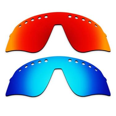 Imagem de Alphax Lentes de reposição polarizadas vermelho fogo e azul gelo para Oakley Sutro Lite Sweep ventilado OO9465 Sport Sunglsses