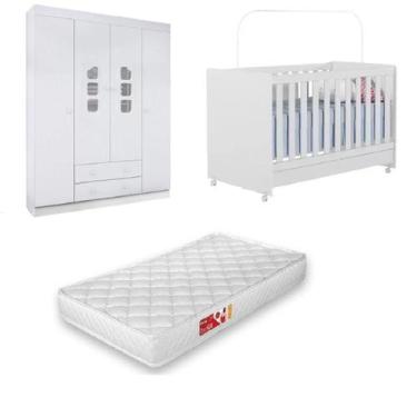 Imagem de Guarda Roupa, Cômoda Em Mdf  Livia + Berço 100 - Phoenix Baby