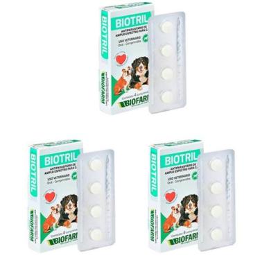 Imagem de Kit 4 Biotril Comprimido - Biofarm - Vermífugo para Cães