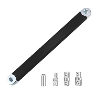 Imagem de Chave de Extensão com Catraca 39cm, Alta Torque 72Nm, para Espaços Estreitos - Kit com Adaptadores 1/4" 3/8" 1/2" e Mandril para Furadeira (Preto)