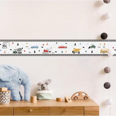 Imagem de Adesivo Infantil Carros 02 Parede Faixa Decorativa Veículos Quarto Lúdico Criança Menino