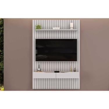 Imagem de Rack Bancada C/ Painel P/ Tv Até 55 Pol Pratic Ripado 2 Gavetas 143x240cm Bali - Dj Móveis