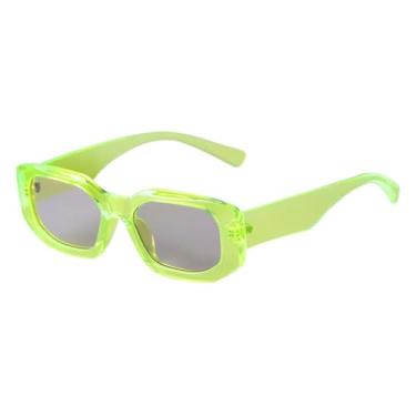 Imagem de VFDHN Óculos de sol retangulares femininos, laranja, verde, lentes irregulares, masculino, armação, óculos de sol, uv400, feminino (2)