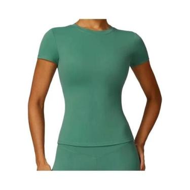 Imagem de Camiseta Esportiva Feminina De Verão Manga Curta Gola Redonda Respiráv