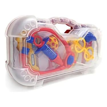 Imagem de Kit Doutor Infantil com Maleta Vermelha Brinquedo Educativo - Maleta Médica Faz de Conta para Crianças, Conjunto com Acessórios e Peças de Enxame