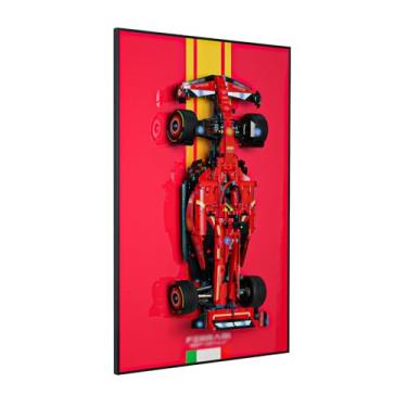 Imagem de popbricks Display Wall Mount Board for Lego Technic Ferrari 42207 Race Car | Gift for Car Model Collectors, Display Your Build as Centerpiece in Office, Garage, or Display Room(Only Board)