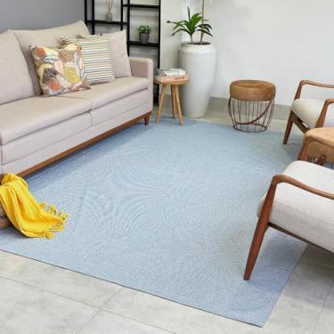 Imagem de Tapete Dubai Jacquard 200 x 200cm Interior Moderno Antiderrapante Quadrado (Azul Claro Mesclado)