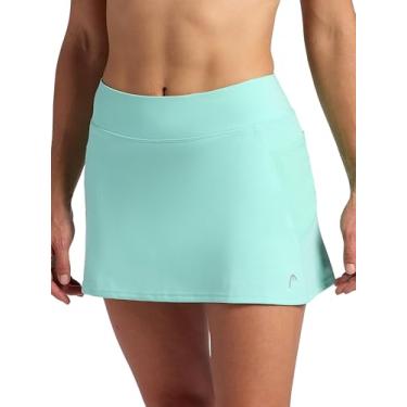 Imagem de Head Saia feminina com painel de malha crosscourt, ajuste padrão, costura interna de 33 cm, shorts de compressão embutidos com bolsos, Yucca, GG