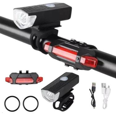 Imagem de Kit Bike Farol Frontal + Traseiro Ultra Led Usb Recarregável