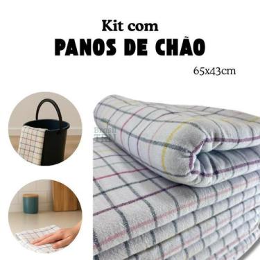Imagem de Kit Pano De Chão Quadriculado Até 10 Panos 65X43Cm Duplo - Gari