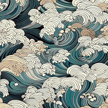 Imagem de Boho branco creme azul vintage onda do mar mosaico geométrico papel de parede para contato papel de parede vintage vinil adesivo em papel de parede para quarto, banheiro, armário de cozinha adequado