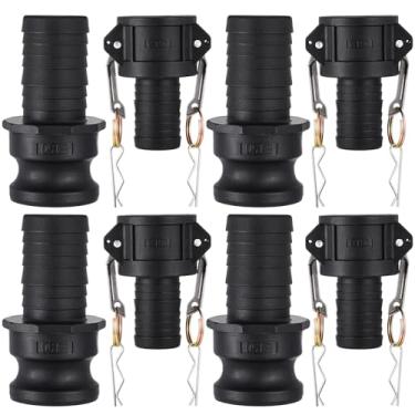 Imagem de Kathfly Camlock Fittings Kit de encaixe de mangueira de polipropileno padrão tipo C e E de 3,5 cm com camlock fêmea e macho de 3,8 cm x 1-1/5.1 cm camlock de haste de mangueira e acoplamento de