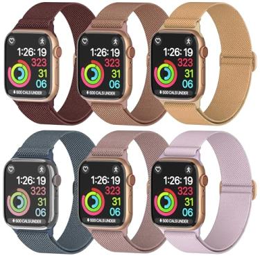 Imagem de Pulseiras de nylon unissex para Apple Watch 1/2/3/4/5/6/7/8/9/SE/Ultra 2 para 38 mm/40 mm/41 mm/42 mm/44 mm/45 mm/49 mm - Pacote variado 1-8 (pacote R - tamanho 44 mm)