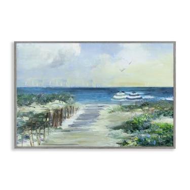 Imagem de Stupell Industries Dois guarda-sóis de praia litoral cinza emoldurado arte giclée, design por Sally Swatland, 40,6 x 61,8 cm