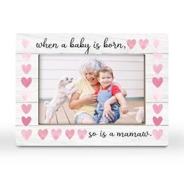 Imagem de CGBHW Porta-retrato Mamaw Gifts, presentes para avó pela primeira vez, presente de anúncio de bebê para nova avó, netos recém-nascidos, netos, porta-fotos, 10 x 15 cm, horizontal para exibição de mesa