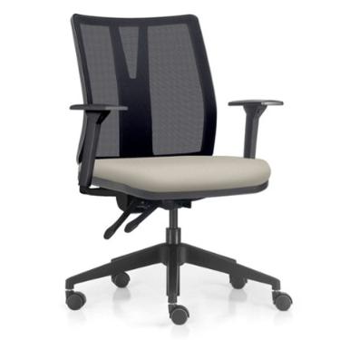 Imagem de Cadeira de Escritório Giratória Diretor Flow F02 Base Preta Sintético Bege - Lyam Decor