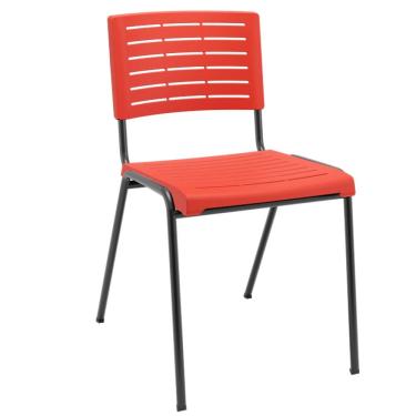 Imagem de Cadeira Empilhável Fixa Escritório Multiuso Base Preta Kimi P03 Vermelho - Lyam Decor