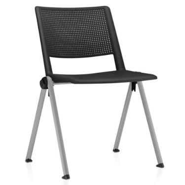 Imagem de Cadeira Empilhável Fixa Lift F02 Base Aço Cinza Preto - Lyam Decor