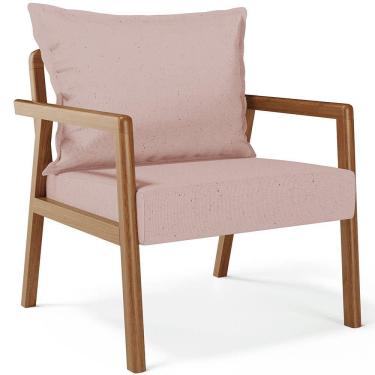 Imagem de Poltrona Decorativa Para Sala de Estar e Living Alícia B04 Linho Rosê - Lyam Decor