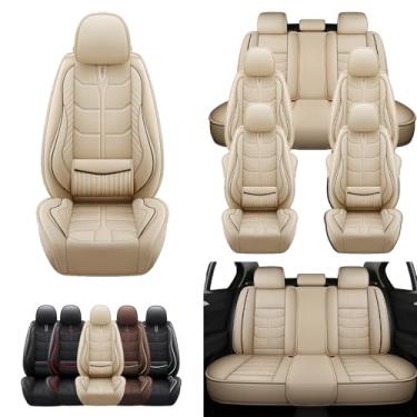 Imagem de Capa de assento de carro adequada para Dodge Grand Caravan 2000-2020, capa de assento dianteiro traseiro de 7 lugares, capas de assento de couro à prova d'água e resistente ao desgaste (conjunto